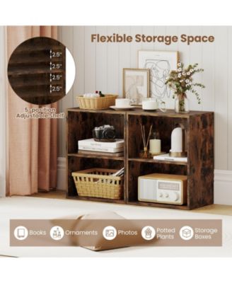 2-Cube Floor Standing Bookshelf with Adjustable Shelf