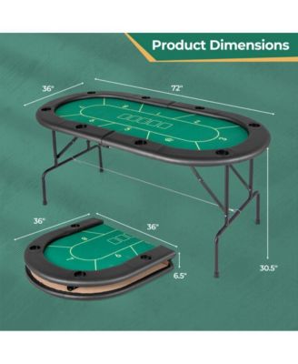 Foldable Poker Table with 8 Cup Holders