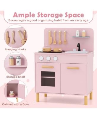 Kids Kitchen Playset with Cooking Accessories and Storage