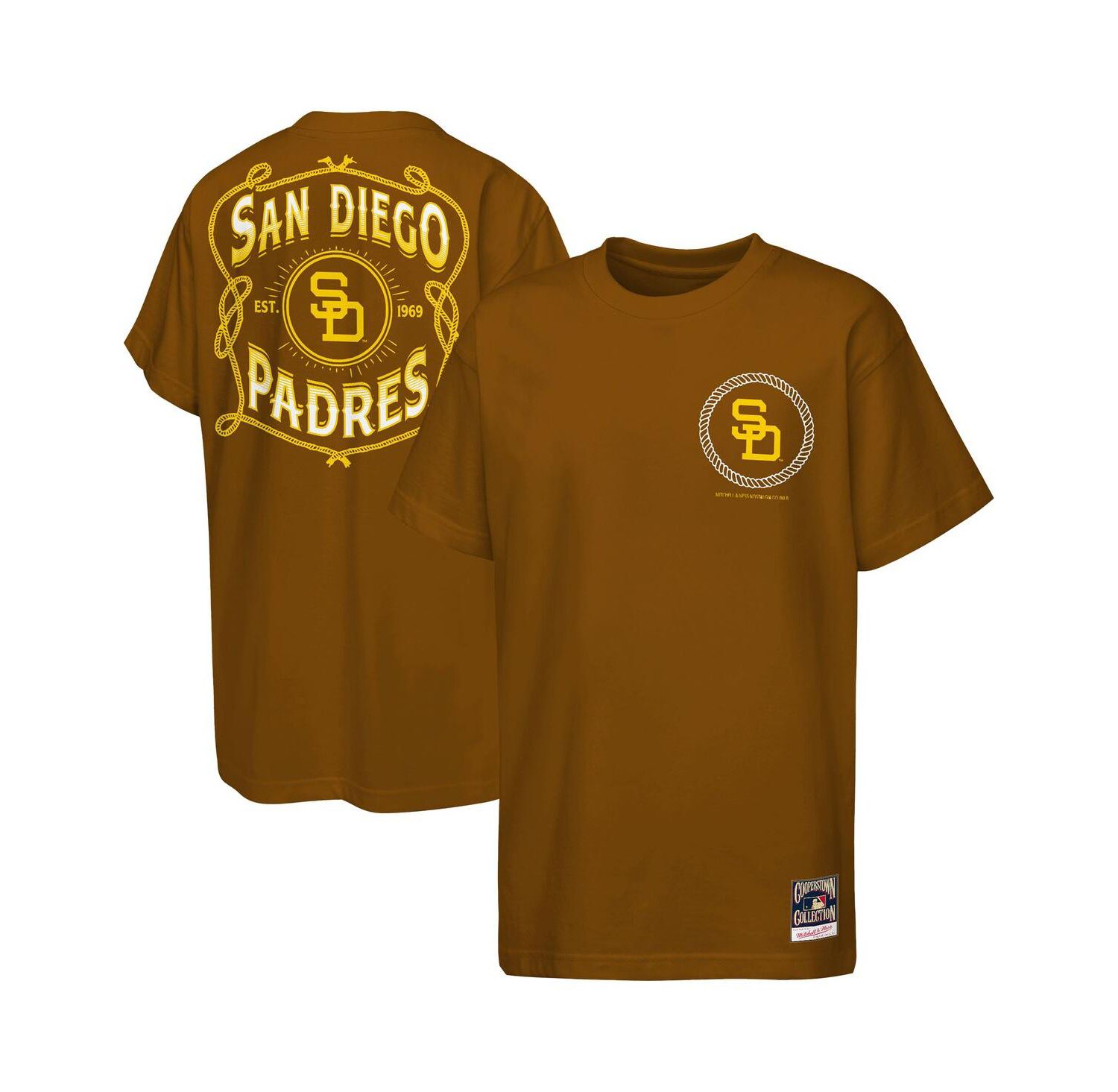 Big Boys and Girls Brown San Diego Padres Cooperstown Rodeo Rope T-Shirt