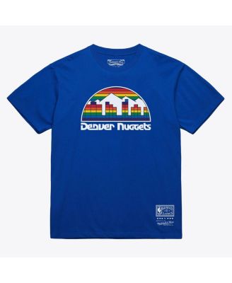 Men's and Women's Royal Denver Nuggets Hardwood Classics Basic Logo Arch T-Shirt