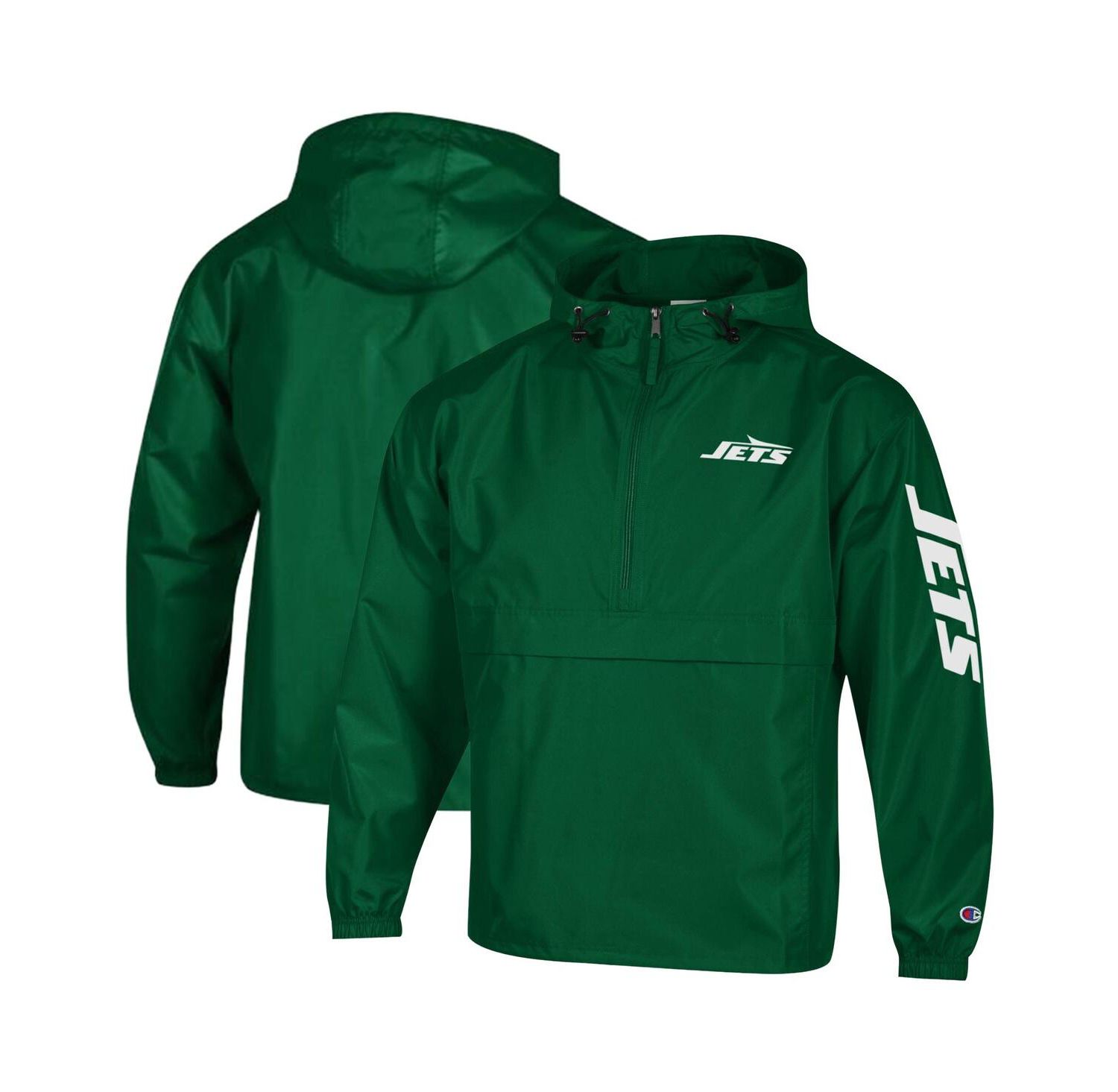 Men's Green New York Jets Packable Windbreaker Half-Zip Jacket