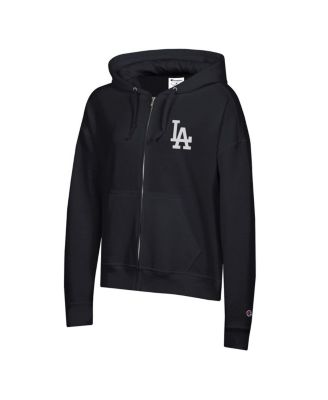 Women's Black Los Angeles Dodgers Powerblend Fleece Full-Zip Hoodie