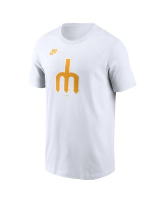 Men's White Seattle Mariners Cooperstown Collection Logo T-Shirt