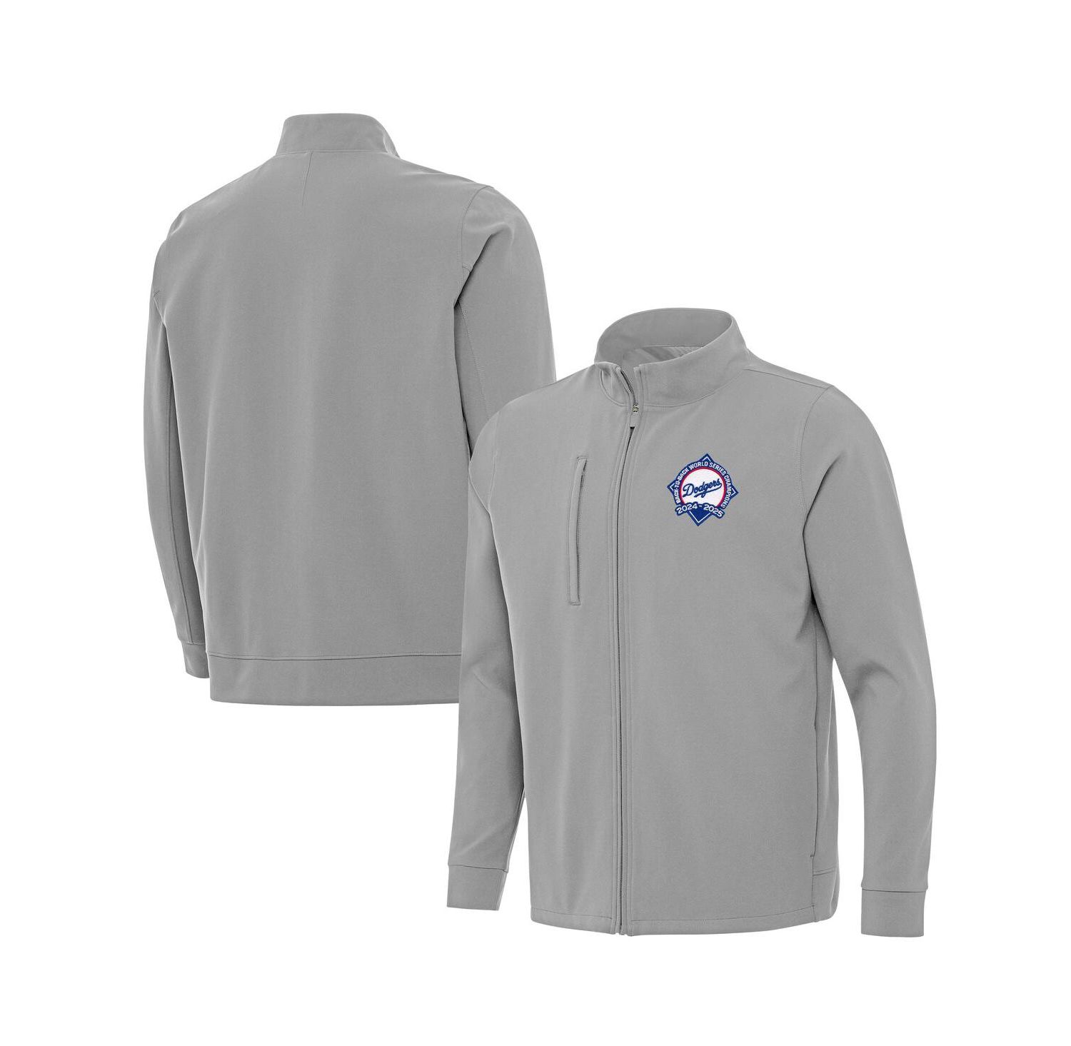 Men's Gray Los Angeles Dodgers Back-to-Back World Series Champions Regard Full-Zip Jacket
