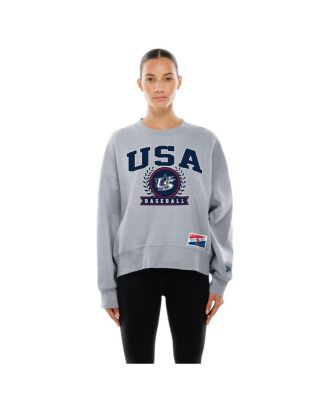 Women's Gray USA Baseball 2026 World Baseball Classic Mineral Wash Dolmen Sleeve Fleece Sweatshirt