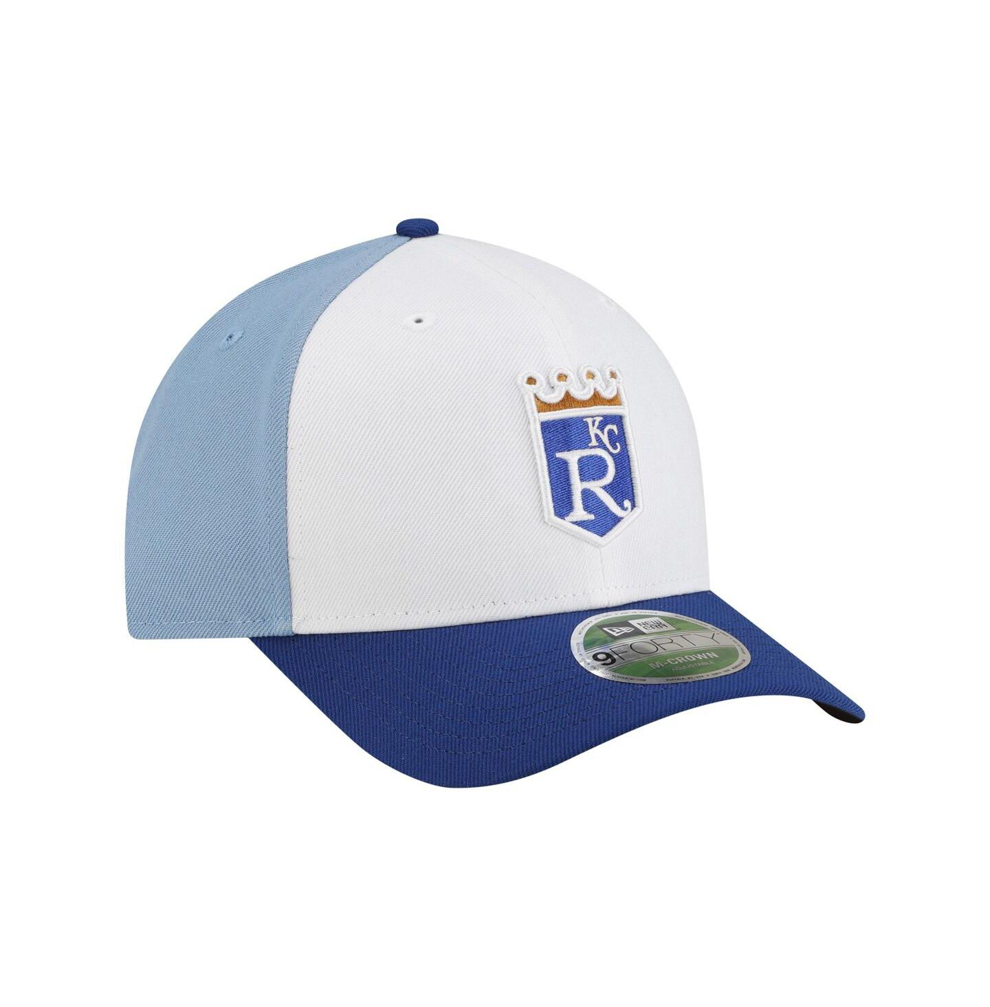 Мужская кепка New Era White/Light Blue Kansas City Royals Player Replica 9FORTY M-Crown Adjustable Hat — фото 3