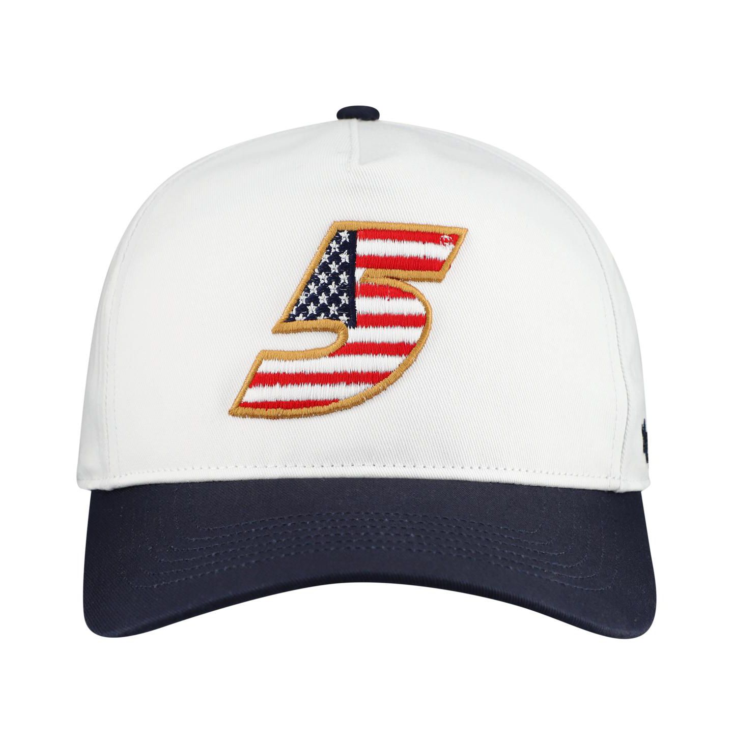 Мужской головной убор '47 Brand White Kyle Larson Flag Fill Two-Tone Team Adjustable Hitch Hat — фото 4