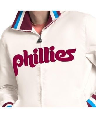 Men's White Philadelphia Phillies The Captain Cooperstown Logo Full-Zip Varsity Jacket