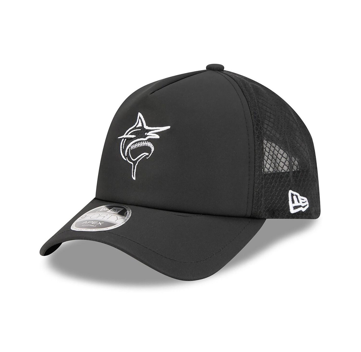 Men's Black Miami Marlins 2026 Batting Practice Alternate Apex 9FORTY Adjustable Hat