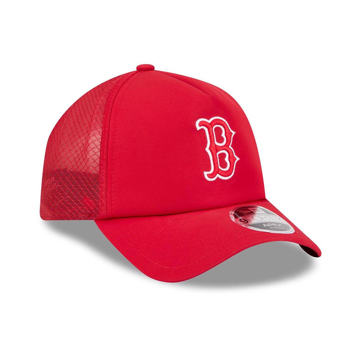 Men's Red Boston Red Sox 2026 Batting Practice Apex 9FORTY Adjustable Trucker Hat
