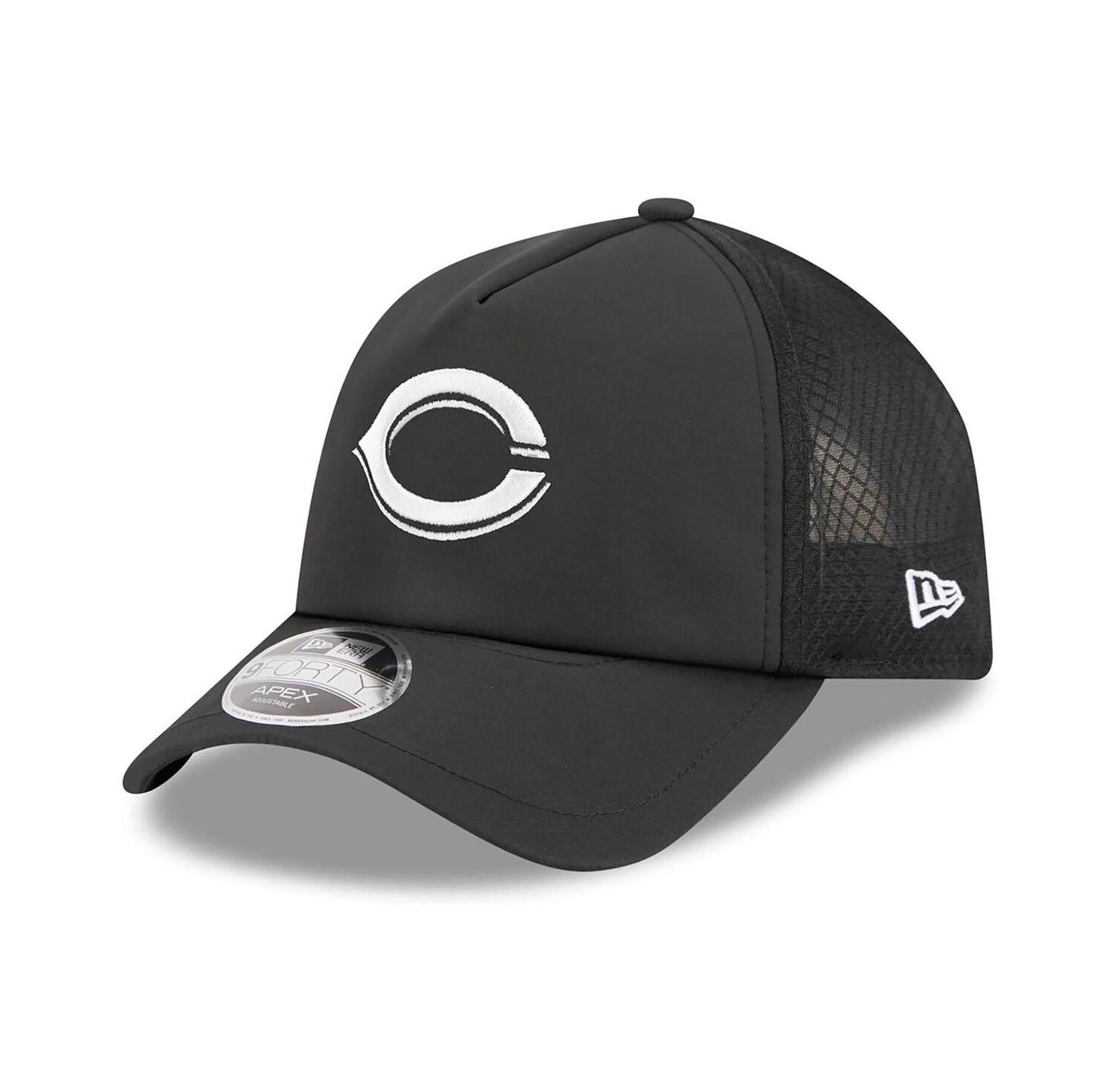 Men's Black Cincinnati Reds 2026 Batting Practice Apex 9FORTY Adjustable Trucker Hat