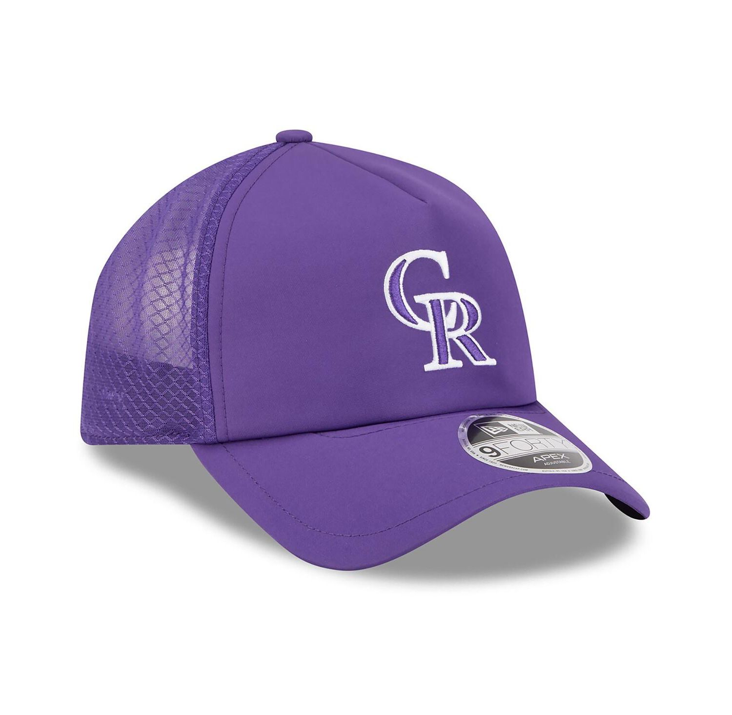 Men's Purple Colorado Rockies 2026 Batting Practice Apex 9FORTY Adjustable Trucker Hat