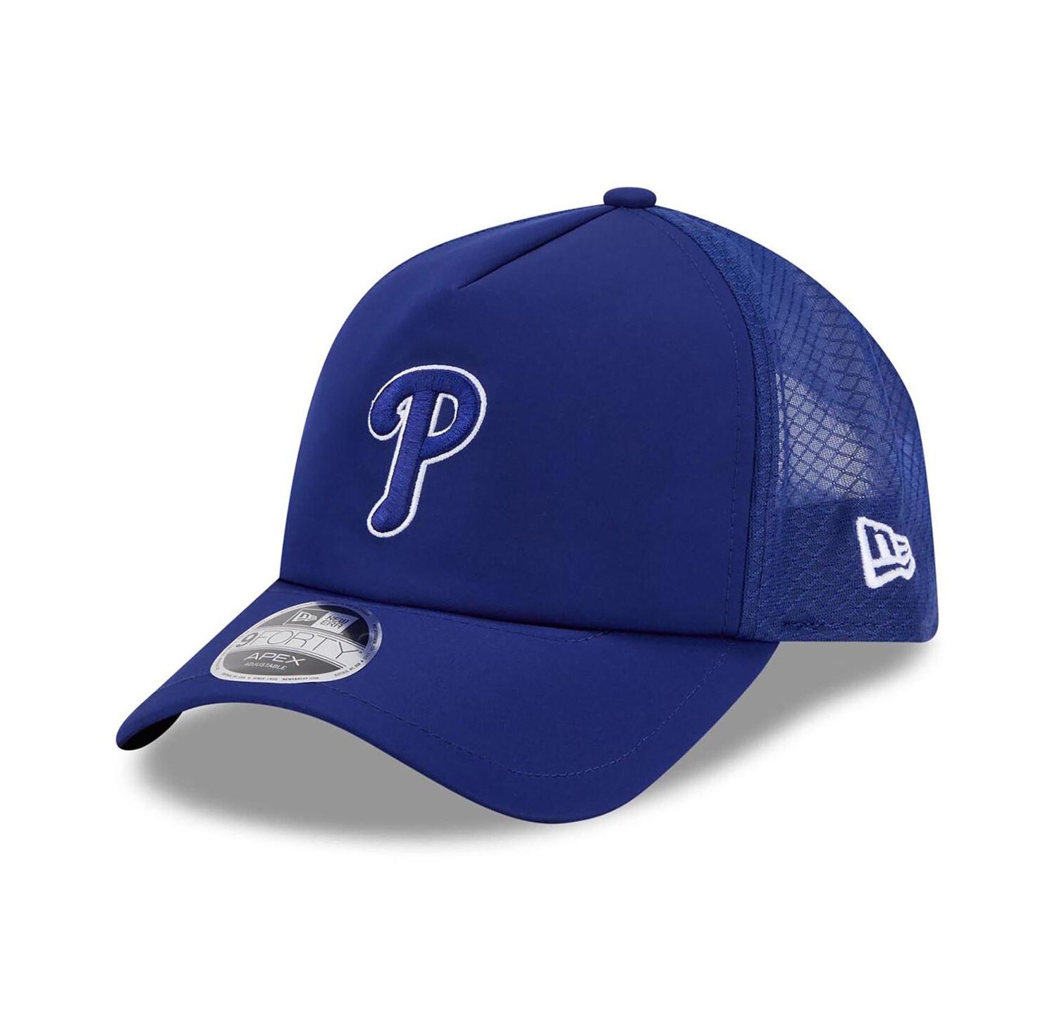 Men's Royal Philadelphia Phillies 2026 Batting Practice Apex 9FORTY Adjustable Trucker Hat