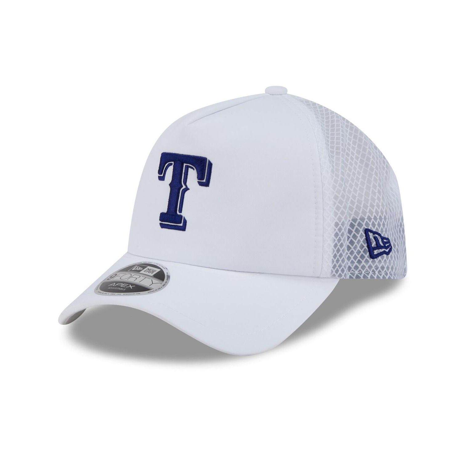 Men's White Texas Rangers 2026 Batting Practice Apex 9FORTY Adjustable Trucker Hat