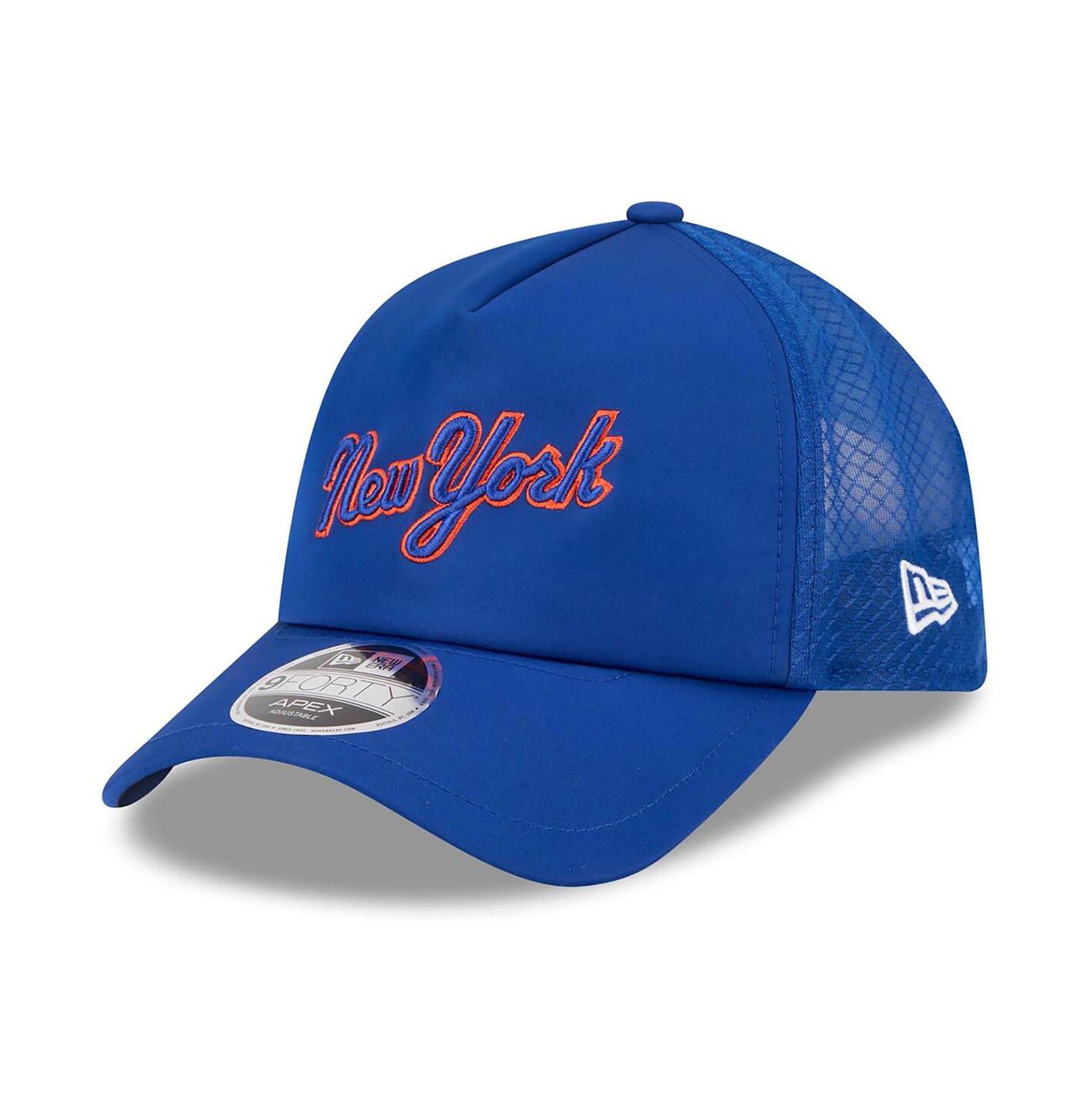 Мужская кепка New Era Royal New York Mets 2026 Batting Practice Apex 9FORTY Adjustable Trucker Hat — фото 1