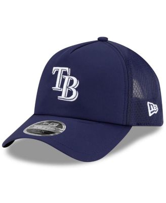 Men's Navy Tampa Bay Rays 2026 Batting Practice Apex 9FORTY Adjustable Trucker Hat