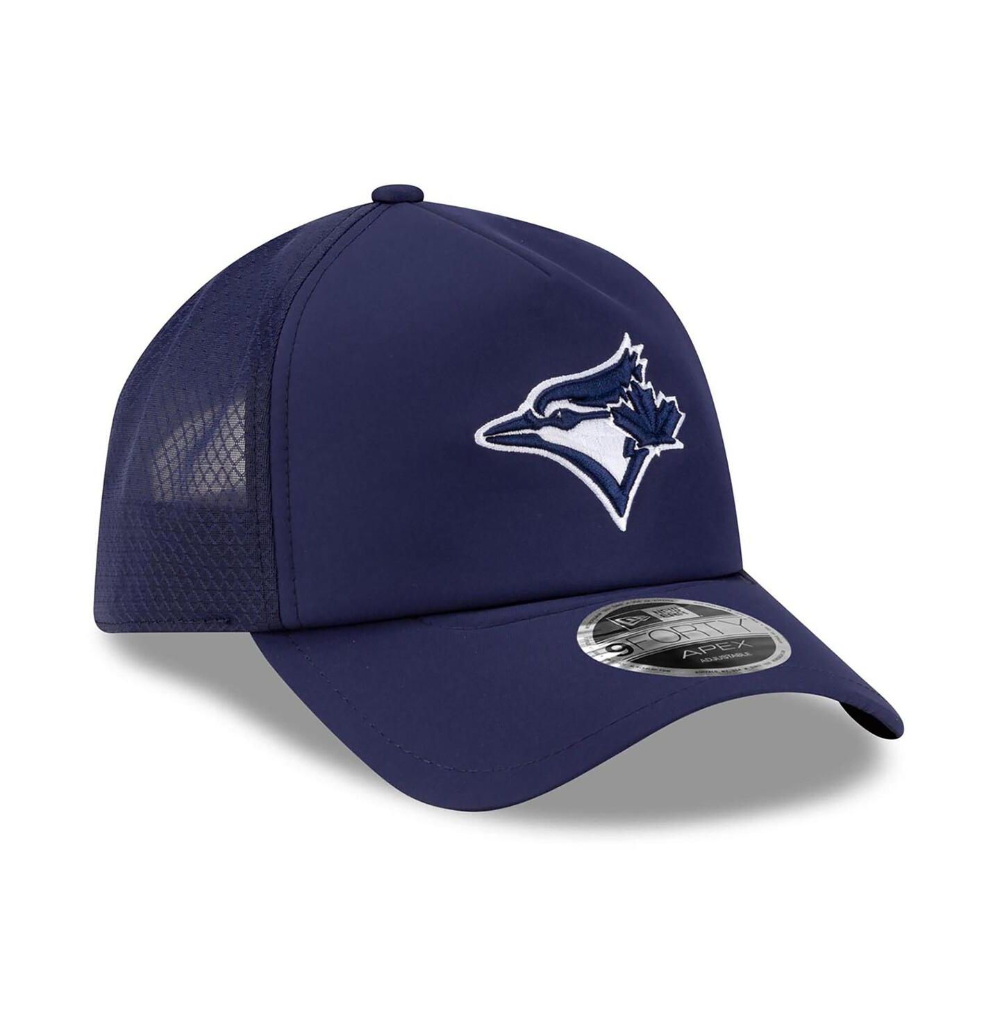 Мужская кепка New Era Navy Toronto Blue Jays 2026 Batting Practice Apex 9FORTY Adjustable Trucker Hat — фото 3