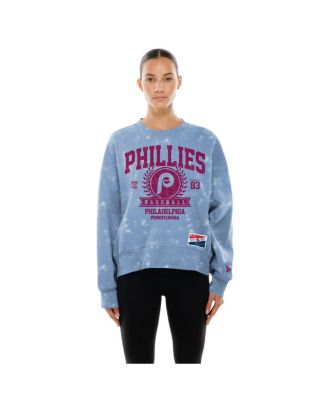 Women's Light Blue Philadelphia Phillies Throwback Oversized Boxy Sweatshirt