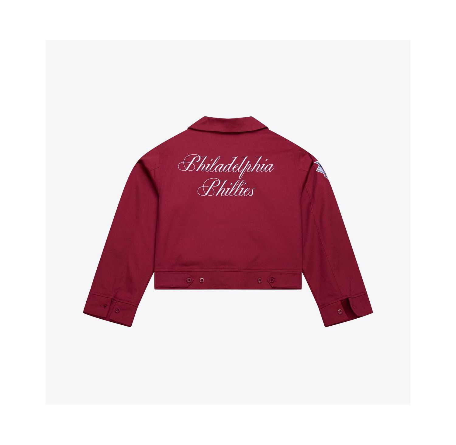 Women's Burgundy Philadelphia Phillies Script Mechanic Cropped Full-Zip Jacket