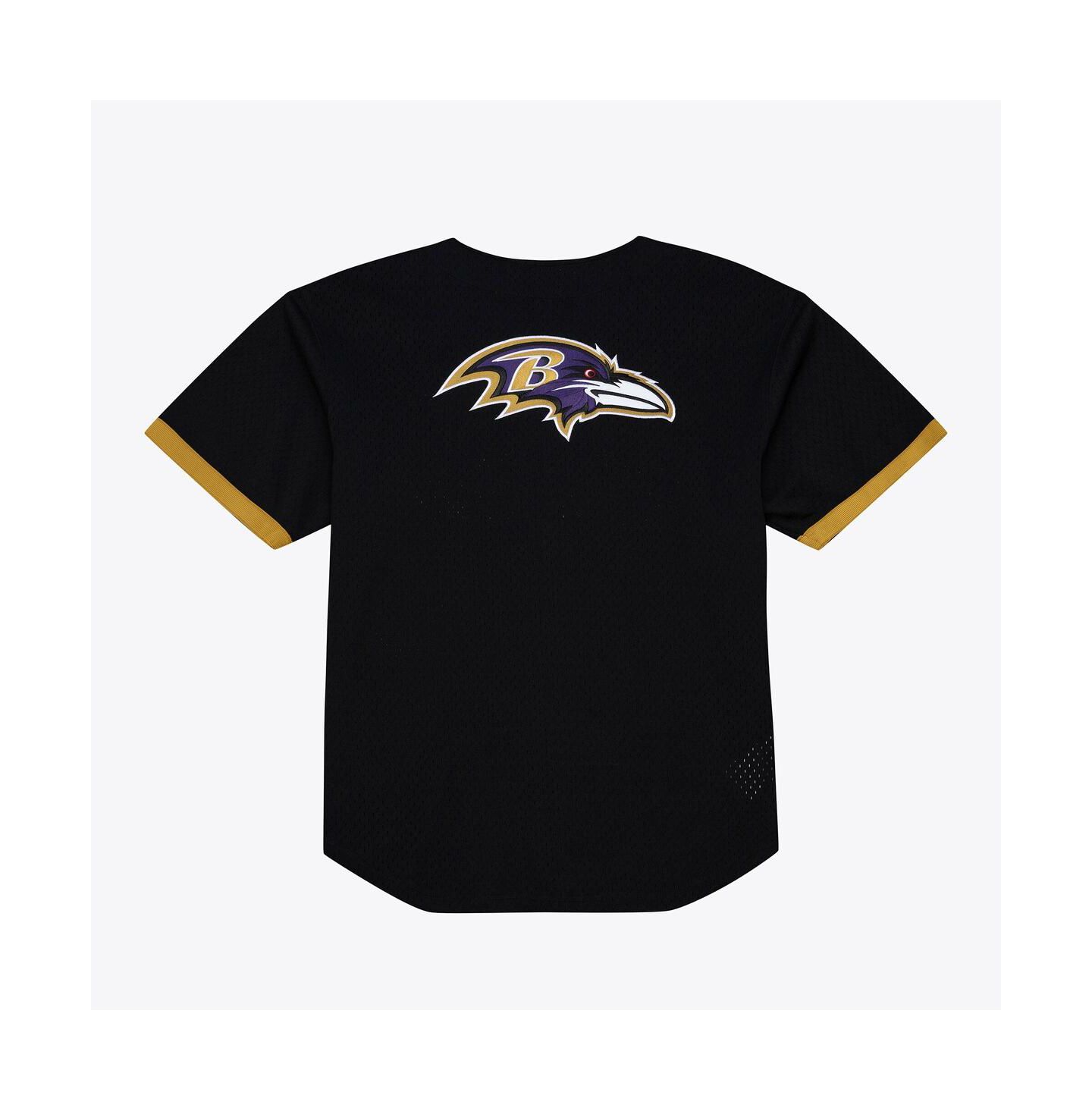 Мужской топ Mitchell & Ness Black Baltimore Ravens Head Coach Mesh Full-Button Fashion Jersey — фото 4