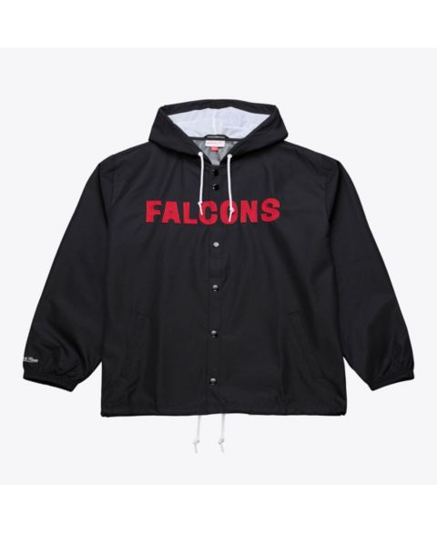 Мужская куртка Mitchell & Ness Black Atlanta Falcons Coaches Full-Snap Hooded Windbreaker
