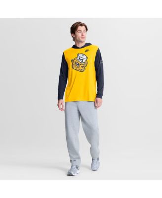 Men's Maize/Navy Michigan Wolverines Campus Legacy Tri-Blend Long Sleeve Hooded T-Shirt