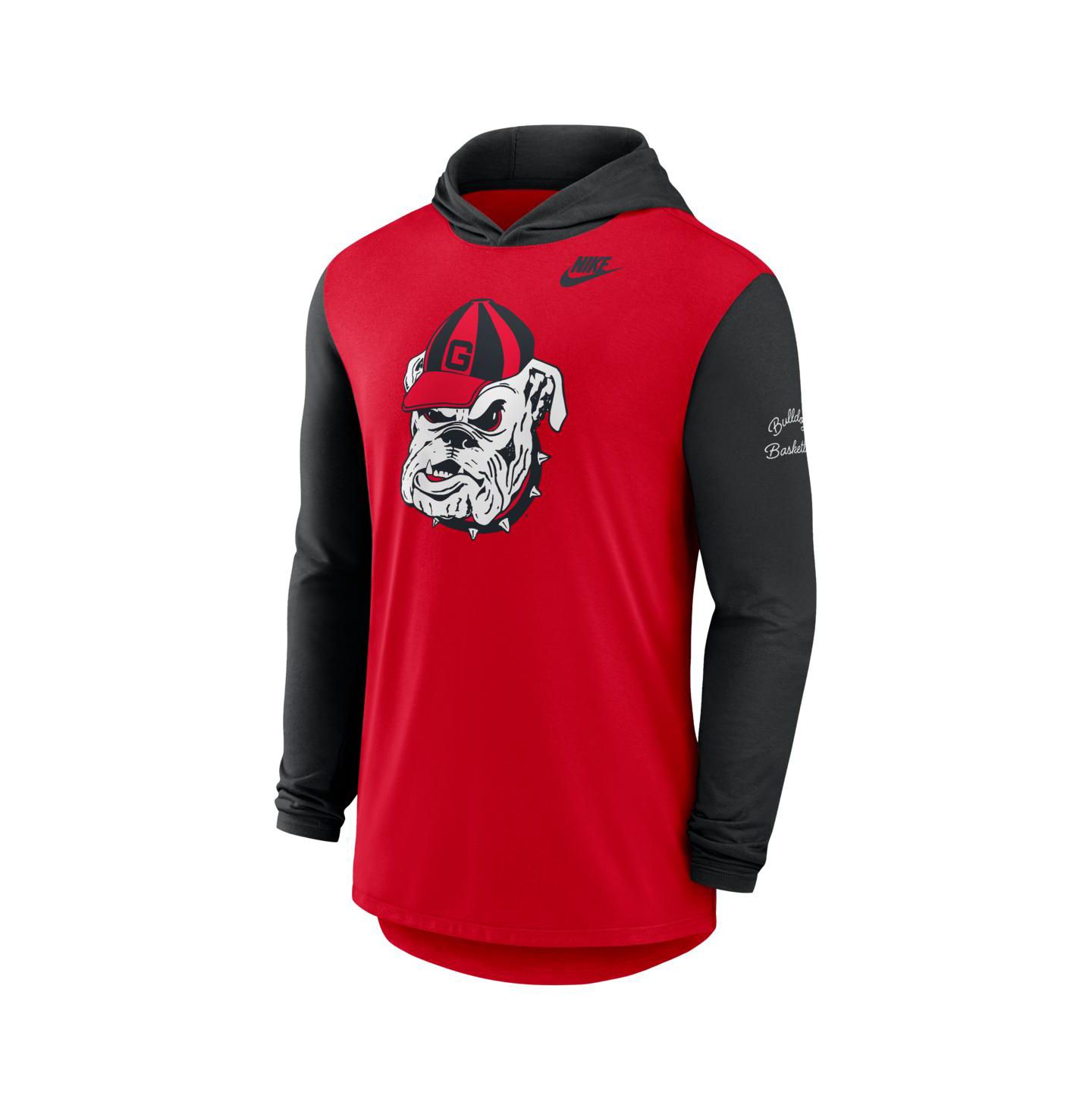 Мужская футболка Nike Red/Black Georgia Bulldogs Campus Legacy Tri-Blend Long Sleeve Hooded — фото 2
