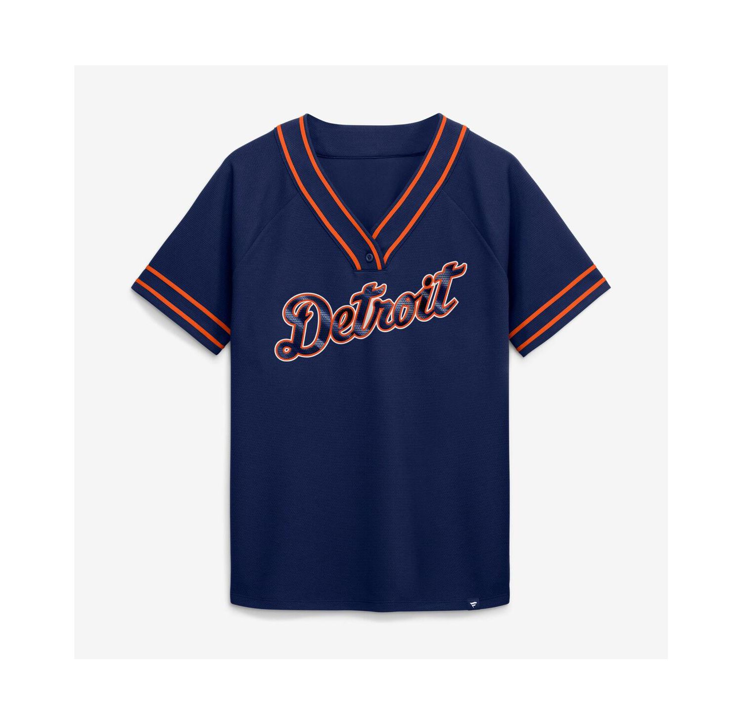 Women's Navy Detroit Tigers Diva Race Ahead Raglan V-Neck T-Shirt