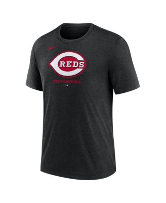Men's Black Cincinnati Reds Tri-Blend Logo T-Shirt