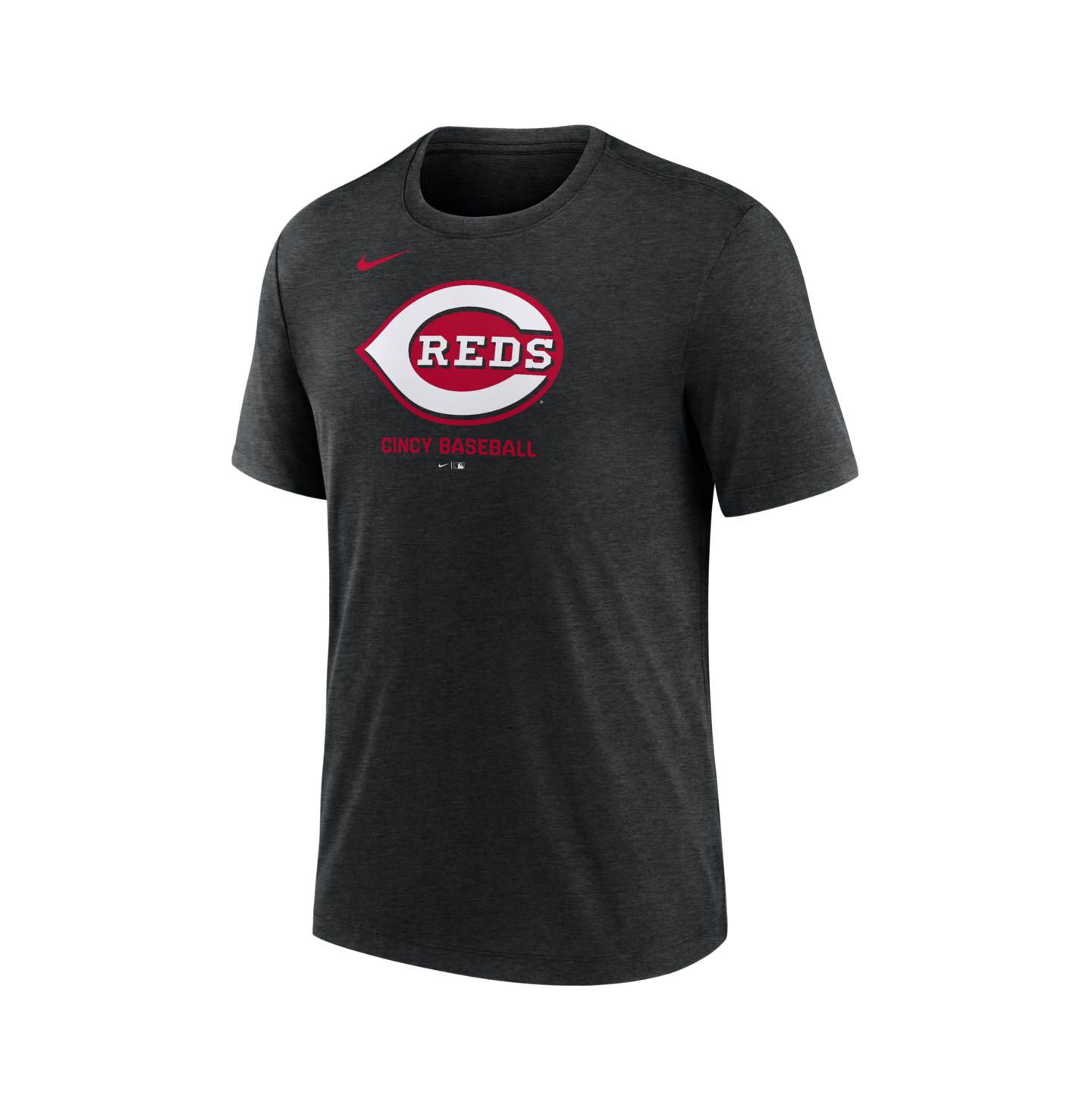 Мужская футболка Nike Black Cincinnati Reds Tri-Blend Logo — фото 2