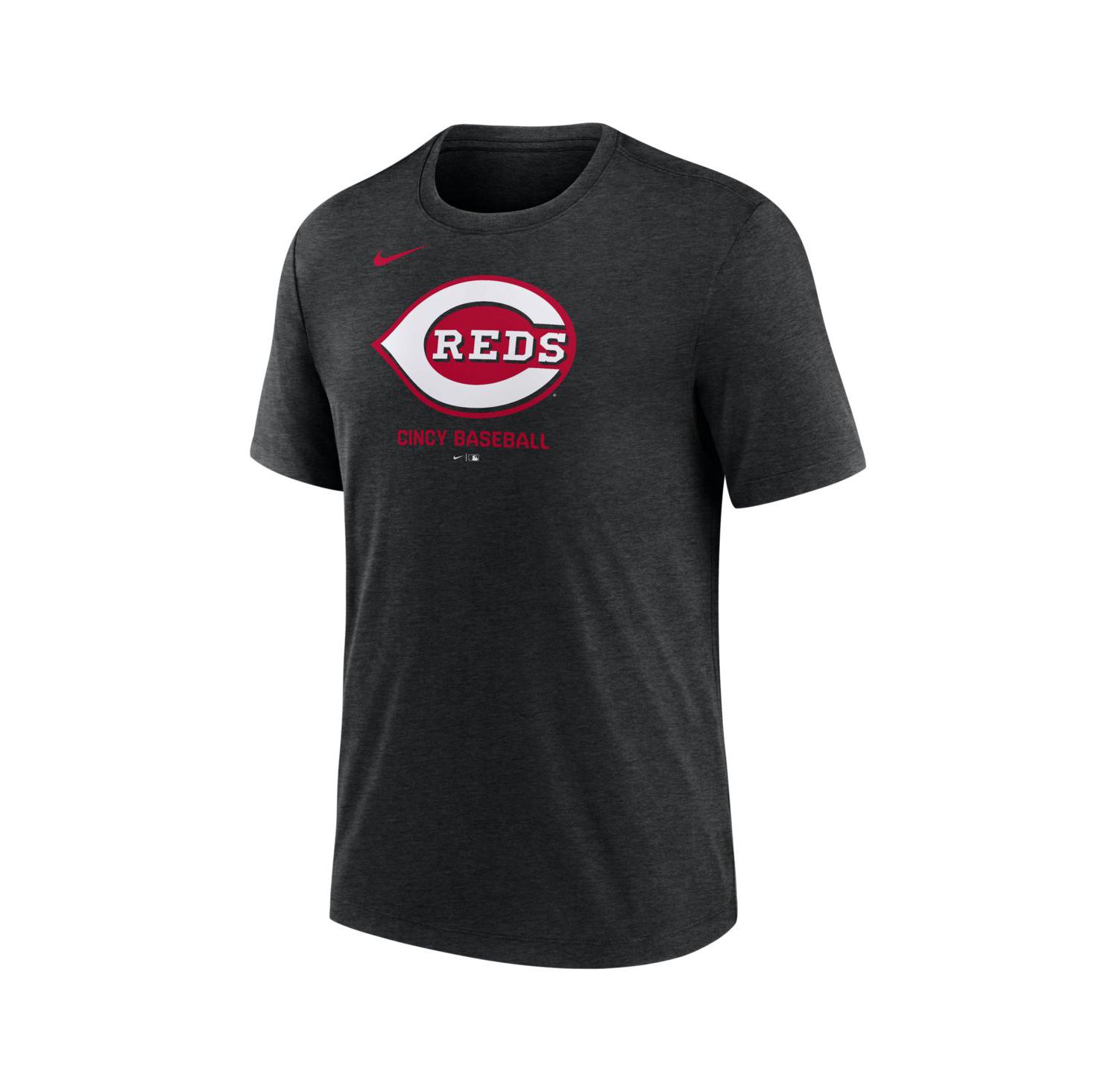 Men's Black Cincinnati Reds Tri-Blend Logo T-Shirt
