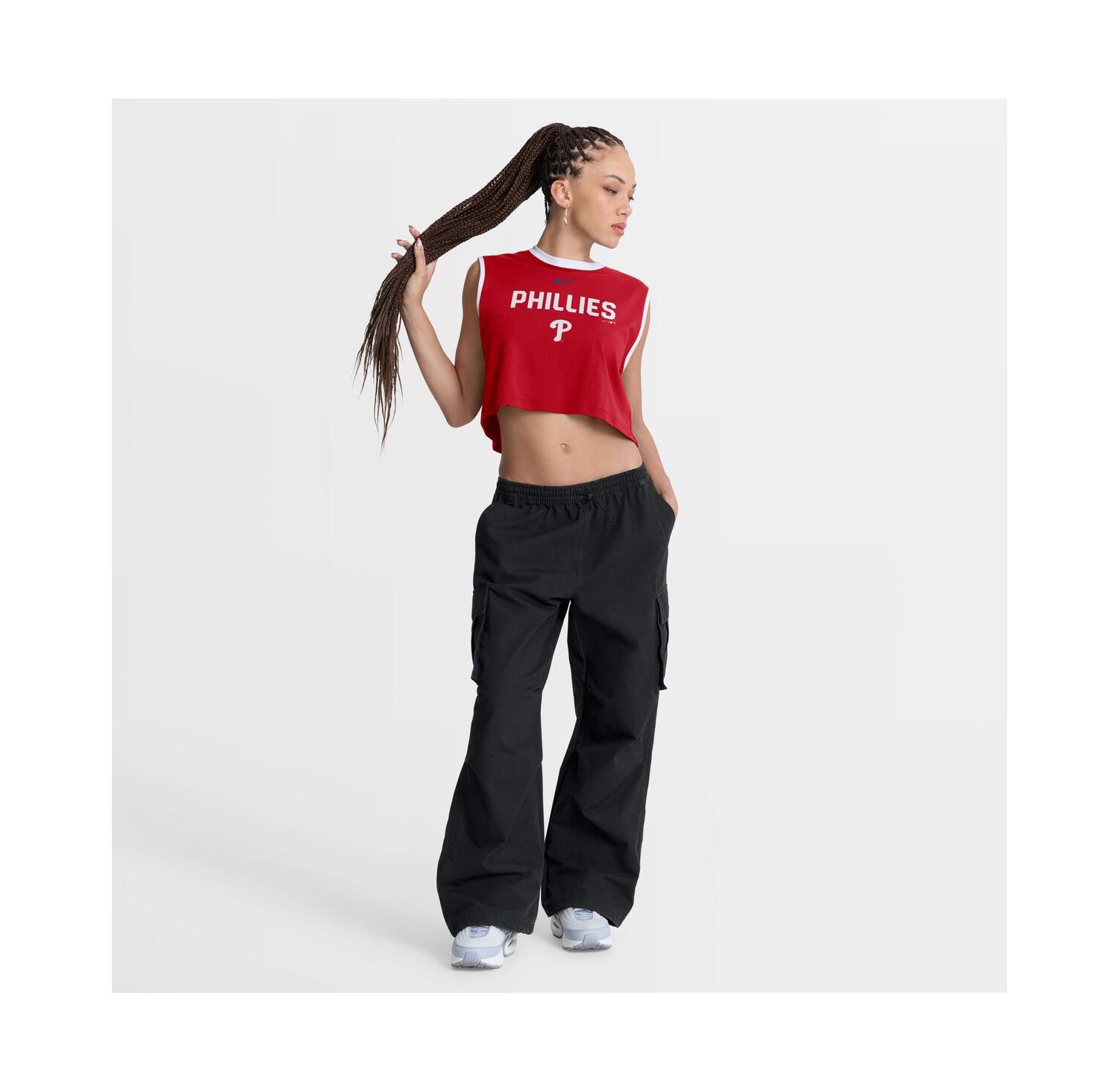 Women's Red Philadelphia Phillies Primetime Loose Dri-FIT Cropped Tank Top