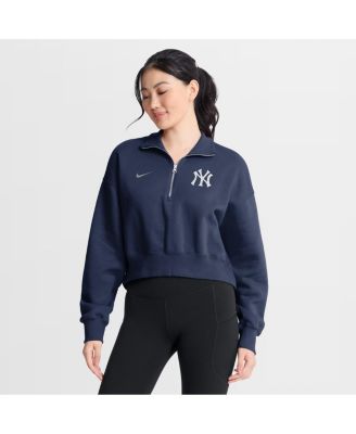 Women's Navy New York Yankees Primetime Phoenix Fleece Half-Zip Sweatshirt