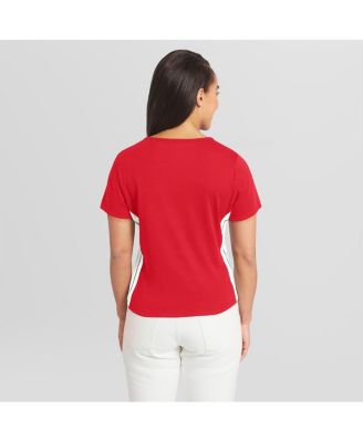 Women's Red Philadelphia Phillies Notch Neck Cropped T-Shirt