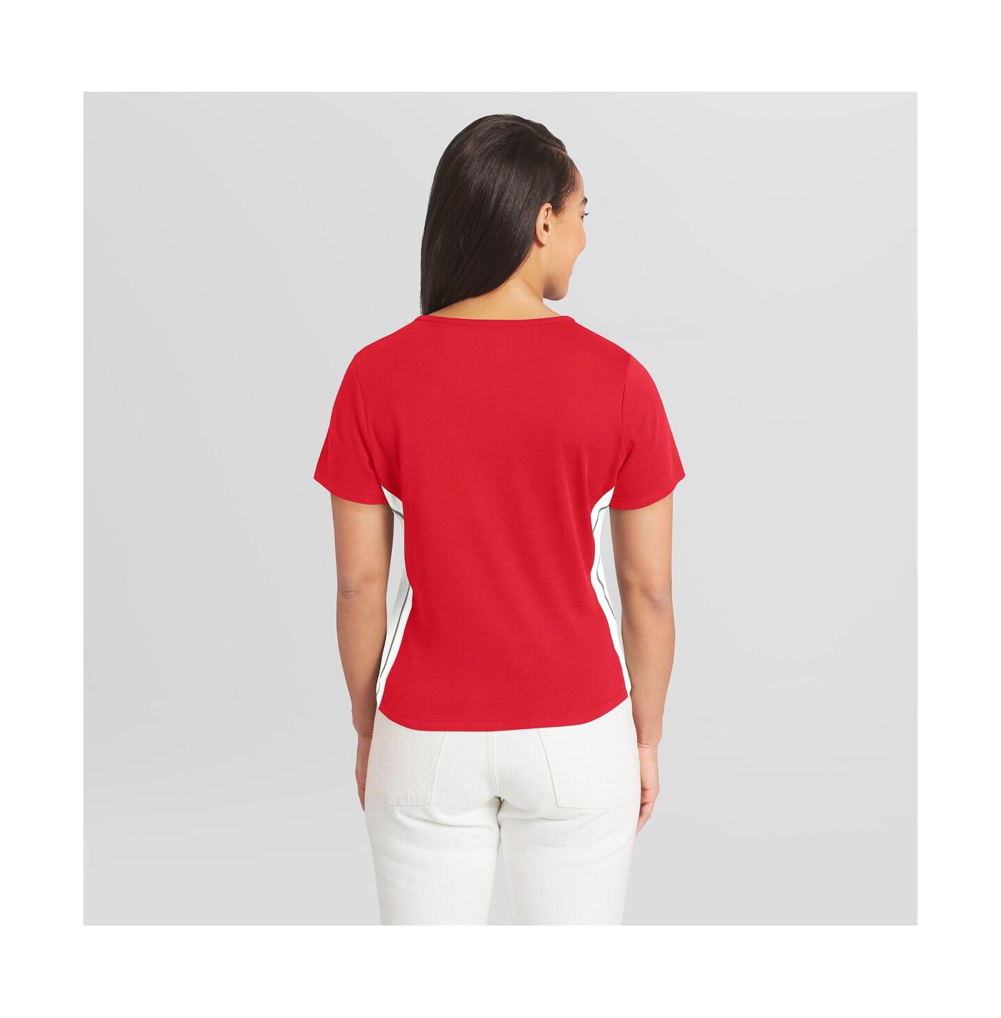 Женская футболка WEAR by Erin Andrews Red Philadelphia Phillies Notch Neck Cropped — фото 4
