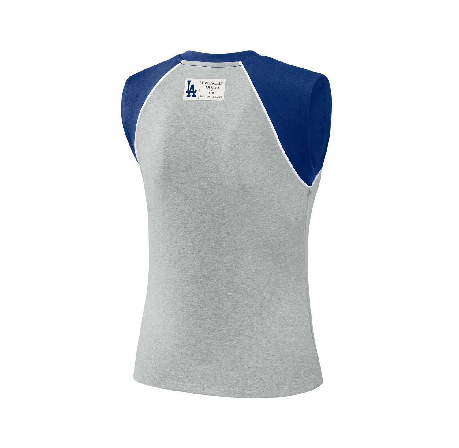 Women's Heather Gray Los Angeles Dodgers Cropped Raglan Tank Top