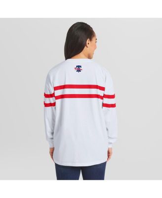 Women's White Philadelphia Phillies Oversized Long Sleeve Striped T-Shirt