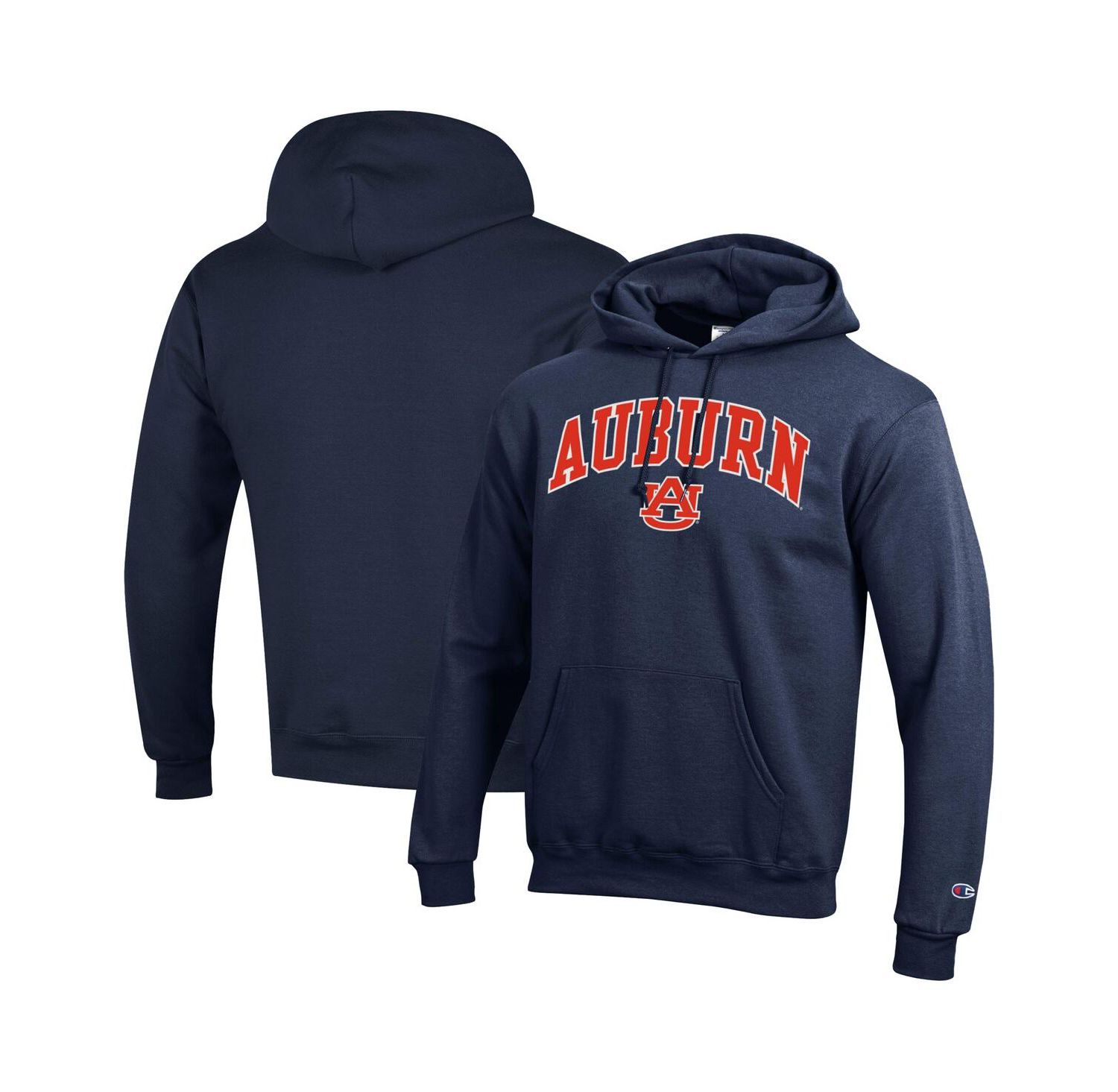 Men's Navy Auburn Tigers Arched Logo Fleece Pullover Hoodie
