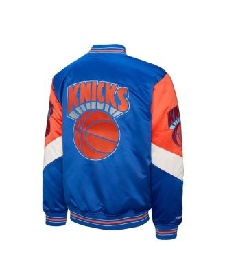 Men's Blue New York Knicks Throw It Back Heavyweight Full-Zip Satin Jacket