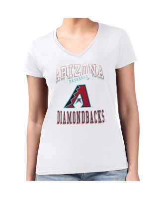 Women's White Arizona Diamondbacks Super-Slim Fit Lightweight Team Logo Graphic V-Neck T-Shirt