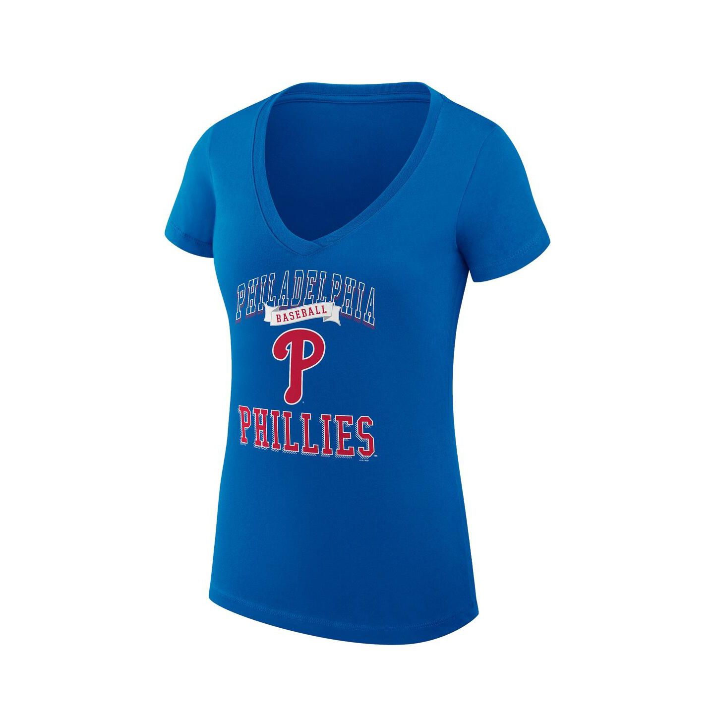 Женская футболка G-III 4Her by Carl Banks Royal Philadelphia Phillies Super-Slim Fit Lightweight Team Logo Graphic V-Neck — фото 4