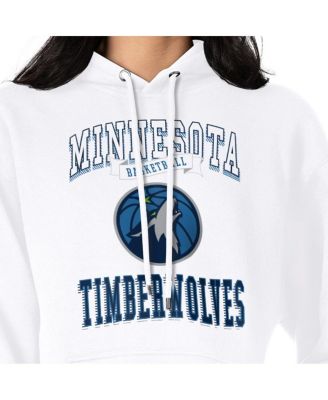 Women's White Minnesota Timberwolves Graphic Fleece Pullover Hoodie