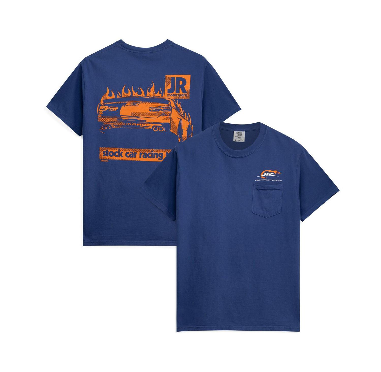 Men's Navy Stock Car Racing Team Pocket Heavyweight T-Shirt