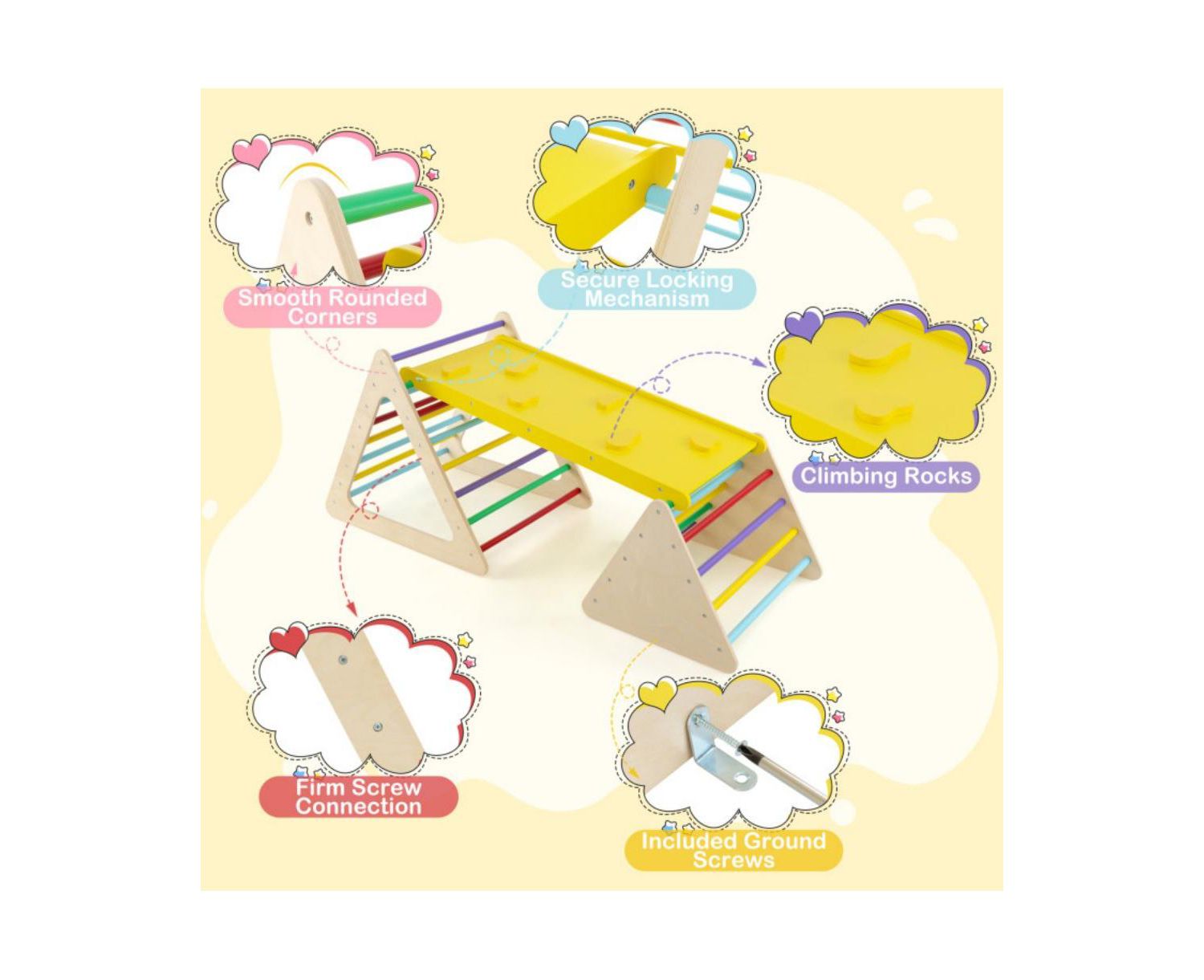 Montessori Climbing Triangles and Ramp, 3-Piece Set