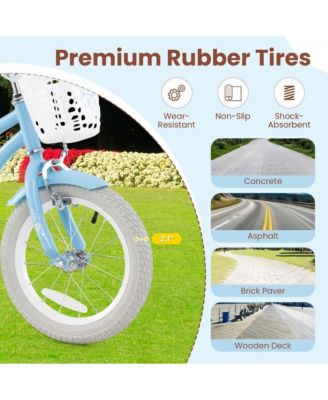 14 Inch Kids Bike with Training Wheels Basket Adjustable Ages 3 to 8