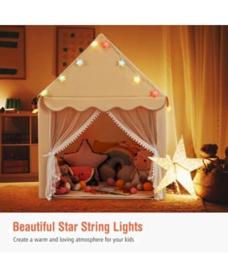 Kids Playhouse Tent with Star Lights and Mat