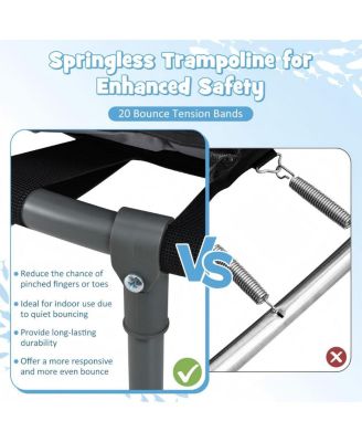 Kids LED Light Trampoline with Foam Handrail Foldable Frame and Safety Cover