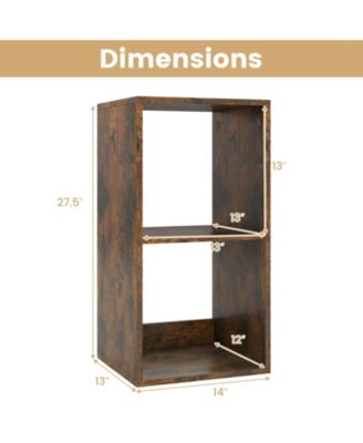 2-Cube Bookshelf with Back Guardrail for Living Room