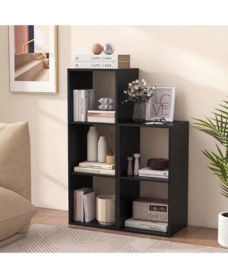 3-Cube Bookshelf with Back Guardrail for Living Room